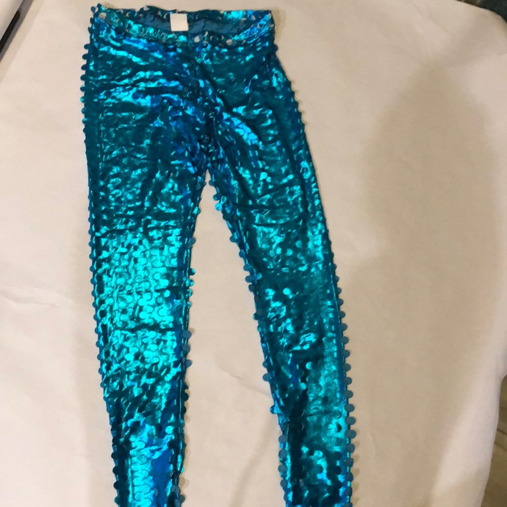 Metallic Blue cut out costume mermaid,sea fairy, alien scales leggings
